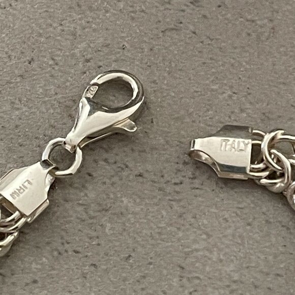 Italian .925 Sterling Silver 7.5" Byzantine Link Bracelet High Polish 7.2 Grams - Picture 4 of 6